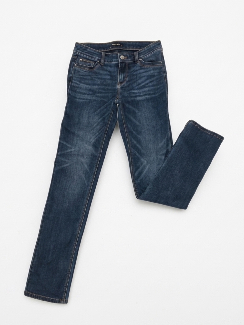 White House Black Markeut Women's Dark Wash Slim Skinny Jeans Whiskering OR